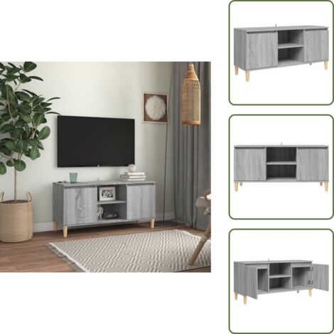 Mobile TV Scandinavo - vidaXL Mobile TV Gambe in Legno Massello Grigio Sonoma 103,5x35x50 cm - Mobile TV con Gambe in Legno