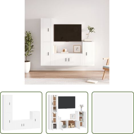 Mobile TV -  Set di Mobili Porta TV 4 pz Bianco in Legno Multistrato