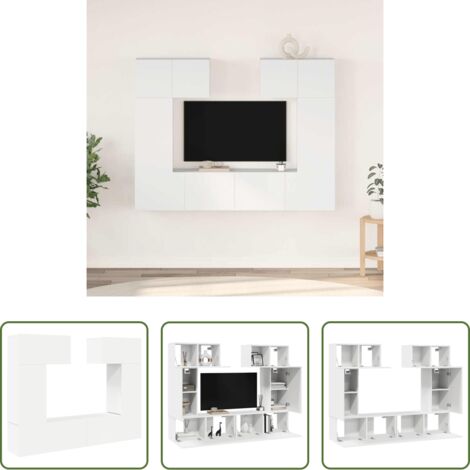 Mobile TV -  Set di Mobili Porta TV 6 pz Bianco in Legno Multistrato