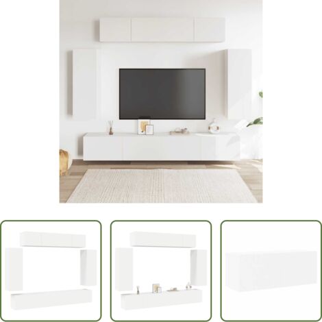 Mobile TV -  Set di Mobili Porta TV 6 pz Bianco in Legno Multistrato