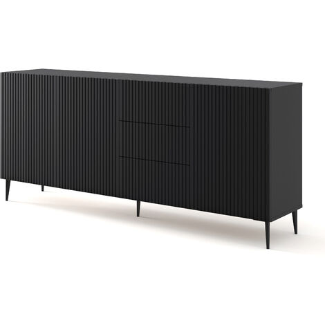 Mobile tv soggiorno RAVENNA cm 200x42x87H Nero opaco BIM FORNITURE