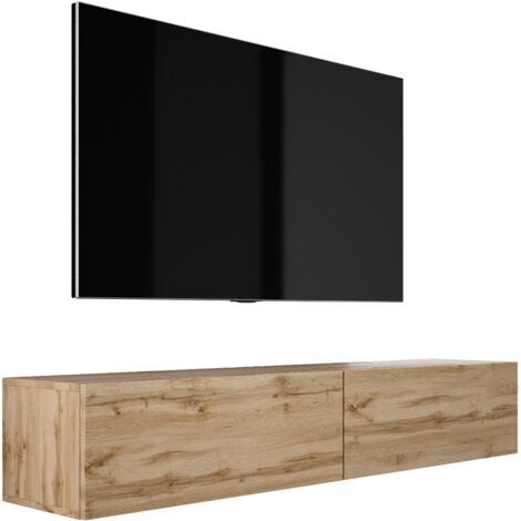 Mobile TV sospeso, (2 x 100) x 34 x 32 cm, Nero Opaco / Rovere Wotan