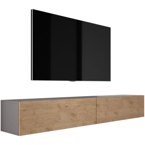 Mobile TV sospeso, (2 x 100) x 34 x 32 cm, Rovere Wotan / Nero Opaco