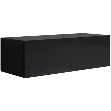 Mobile TV Sospeso  Mobile da Soggiorno  Porta TV  Salotto  Stilo Moderno  1 Anta  100x30x40cm  Modello Luke H1  Nero Finitura Lucida
