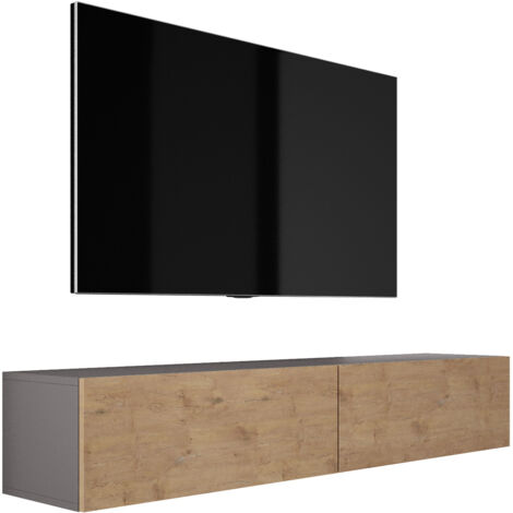 Mobile TV sospeso : Rovere Wotan / Bianco Lucido, 170 x 34 x 32 cm