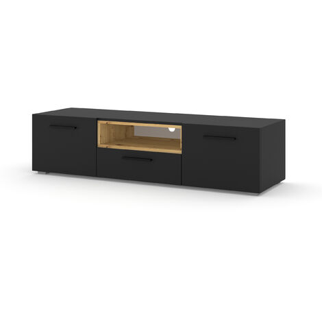 Mobile TV STAND ANETTE 151 colore Nero opaco mensola Rovere