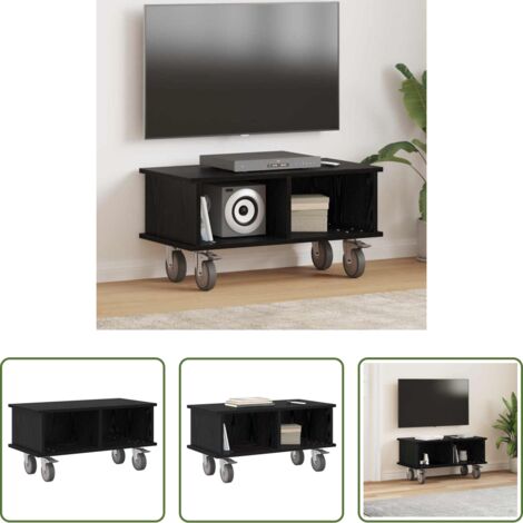 Mobile TV -  Supporto TV Rovere Nero 68,5 x 35 x 35 cm Legno multistrato