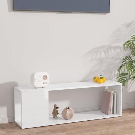 Mobile TV Tavolino TV - Porta TV Bianco Lucido 100x24x32 cm in Truciolato