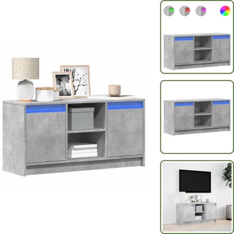Mobile TV Truciolato - vidaXL Mobile Porta TV con LED Grigio Cemento 100x34x50 cm Truciolato - Supporto TV con Luci LED