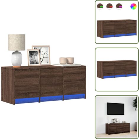 Mobile TV Truciolato - vidaXL Mobile Porta TV con LED Rovere Marrone 97x34x40 cm Truciolato - Supporto TV con Luci LED
