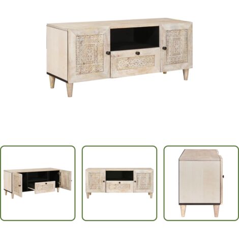 Mobile TV -  Unità TV con cassetto Bianco 105 x 33 x 46 cm Legno multistrato