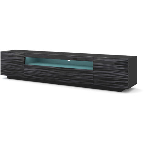 Mobile TV universale Aura 200 cm da appendere o da posizionare sotto il mobile TV - buffet Hi-Fi - Sahara 3D nero con LED