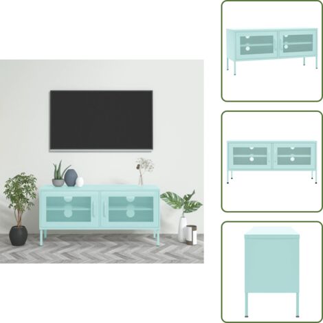 Mobile TV verde menta - vidaXL Mobile TV Menta 105x35x50 cm in Acciaio - Mobile TV con ante in rete
