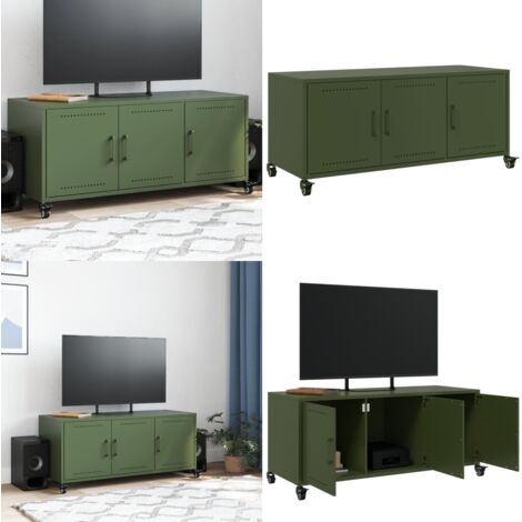 Mobile TV Verde Oliva 100,5x39x43,5cm Acciaio Laminato a Freddo - Armadio TV - Armadio salotto
