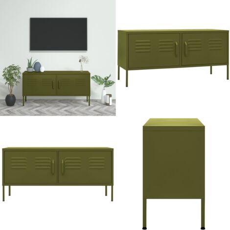 Mobile TV Verde Oliva 105x35x50 cm in Acciaio - TV in acciaio - Mobile TV verde oliva