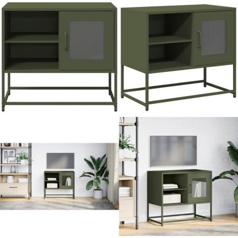 Mobile TV Verde Oliva 68x39x60,5 cm in Acciaio - Mobile per TV - Mobile in acciaio