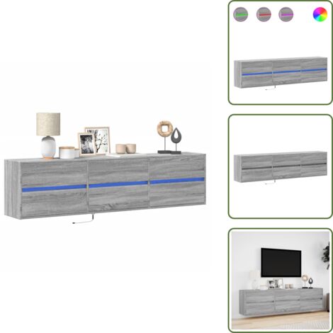 Mobile TV - vidaXL Mobile TV a Parete con LED Grigio Sonoma 180x31x45 cm - TV a parete con LED