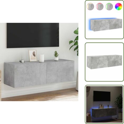 Mobile TV - vidaXL Mobile TV a Parete con Luci LED Grigio Cemento 100x35x31 cm - Armadio TV