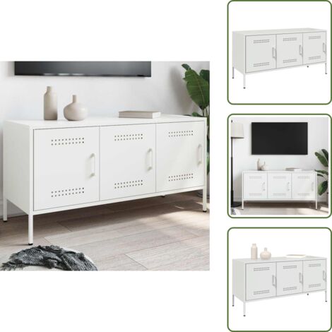 Mobile TV - vidaXL Mobile TV Bianco 100,5x39x50,5 cm in Acciaio - TV da soggiorno