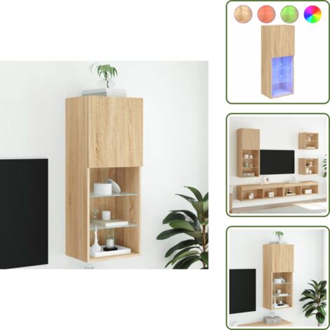Mobile TV - vidaXL Mobile TV con Luci LED Rovere Sonoma 40,5x30x102 cm - TV a parete