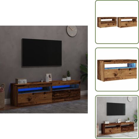 Mobile TV - vidaXL Mobili Porta TV con LED 2 pz Legno Antico in Legno Multistrato - Mobili in legno