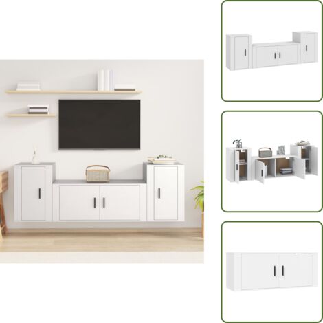 Mobile TV - vidaXL Set Mobili Porta TV 3 pz Bianco in Legno Multistrato -
