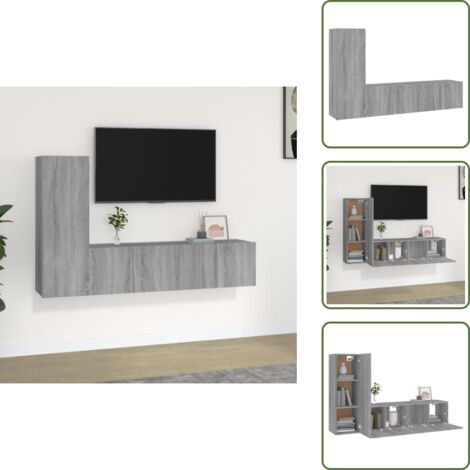 Mobile TV - vidaXL Set Mobili Porta TV 3 pz Grigio Sonoma in Legno Multistrato - Armadio TV