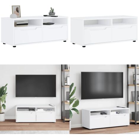 Mobile TV VISNES Bianco 100x40x38 cm in Legno Multistrato - Armadio TV - Mobile TV