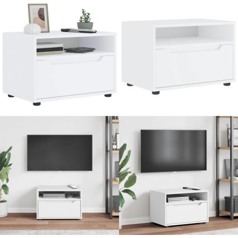 Mobile TV VISNES Bianco 60x40x38 cm in Legno Multistrato - Armadio TV - Armadio hi-fi
