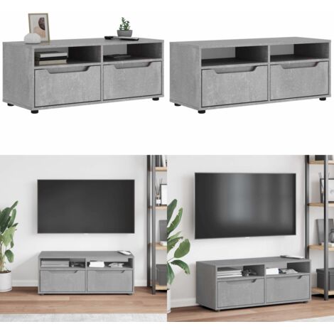 Mobile TV VISNES Grigio Cemento 100x40x38 cm Legno Multistrato - Armadio TV - Credenza TV