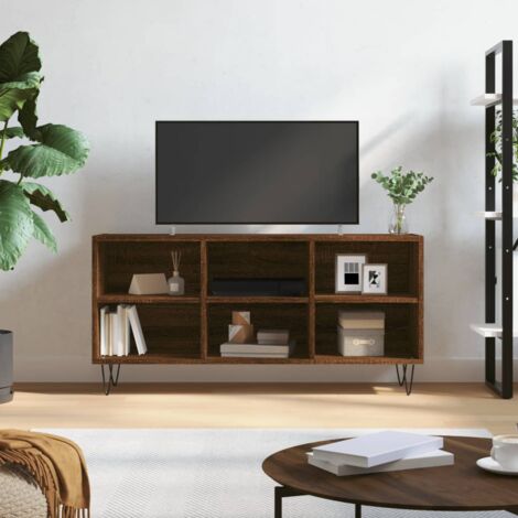 BONNEVIE Mobile TV,Porta TV Elegante Tavolino Mobiletto per TV Rovere Marrone 103,5x30x50 cm Legno Multistrato -MC18010