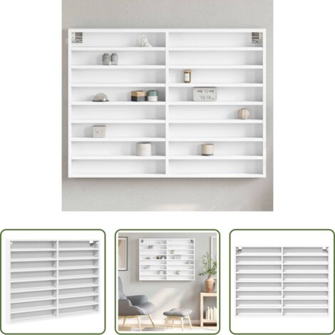 Mobile vetrina -  Armadietto con Vetrina Bianco 100x8,5x75 cm Legno Multistrato