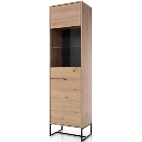 MOBILE VETRINA ARMADIO CREDENZA SOGGIORNO QUERCIA NERO 197x53x39cm AMBER