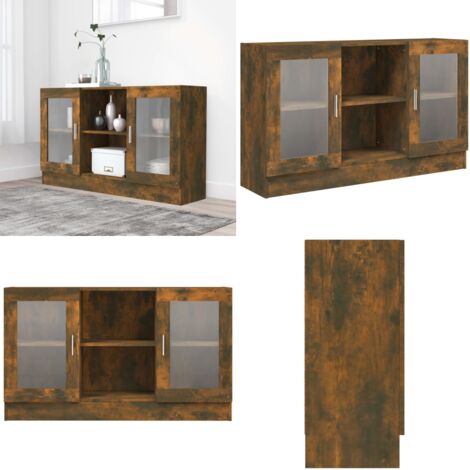 Mobile Vetrina Rovere Fumo 120x30,5x70 cm in Legno Multistrato - Vetrina in legno - Mobile in legno multistrato