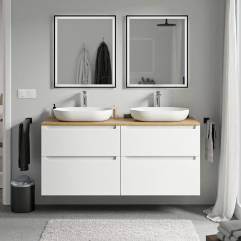 Mobile VIREO 120 cm per lavabo da appoggio - colore selezionabile	bianco opaco, Eiche honiggold (de)