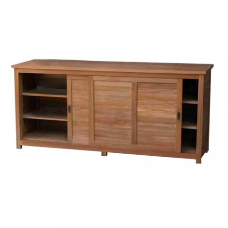 MOBILE WESTON TEAK MASSICCIO 2 ANTE SCORREVOLI CON 2 MENSOLE 200X60X85H