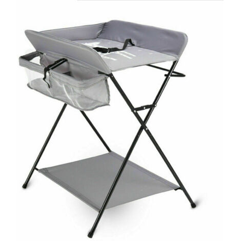 Mobile Wickeltisch Höhenverstellbar 3 Fächer 25kg Wickelkommode Klappwickeltisch Mit Stauraum(Dunkelgrau ohne Räder)