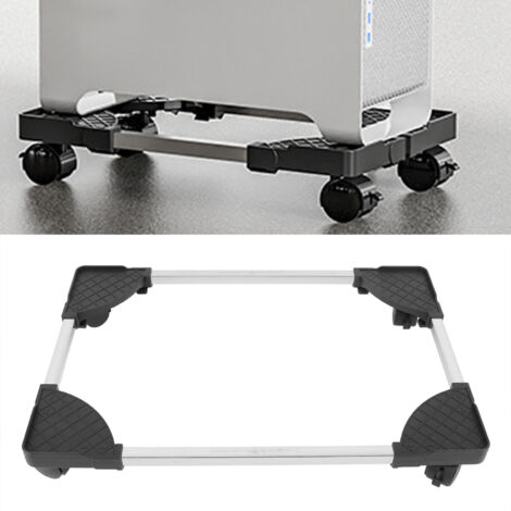 [Mobiler PC-Ständer] PC-Tower-Regal mit 360°-Lenkrollen, verstellbare Stahlkonstruktion