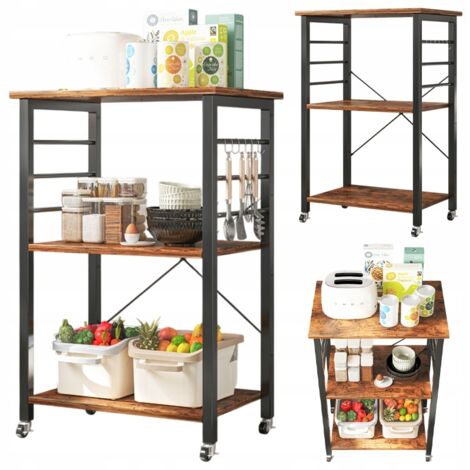 Mobiler Schrank auf Rädern, rustikaler Frühstückstisch, Küchenwagen, Loft