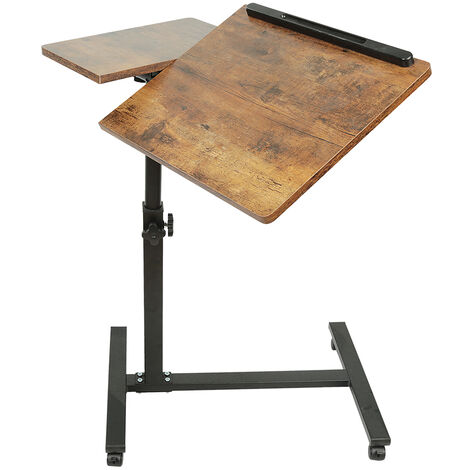 Mobiler Schreibtisch mit 4 Rollen, Stehpult Höhenverstellbar,Mobile Workstation, Laptoptisch mit Tastaturablage, für Wohnzimmer, Schlafzimmer,Stehtisch,60×34.5 x 58/90cm,Gelb