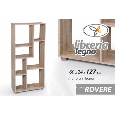 Mobiles Bücherregal Regal unregelmäßig dekorative Eiche cm 60 x 24 x 127 h