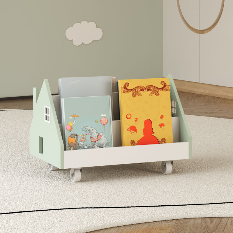 [en.casa] - Mobiles Kinderregal Vipsali 50x33x34 Cm Mintgrün/weiß