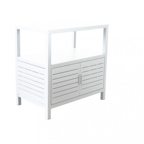 Mobiletto 2 ante scaffaletto da esterno giardino design moderno in alluminio bianco Cameron