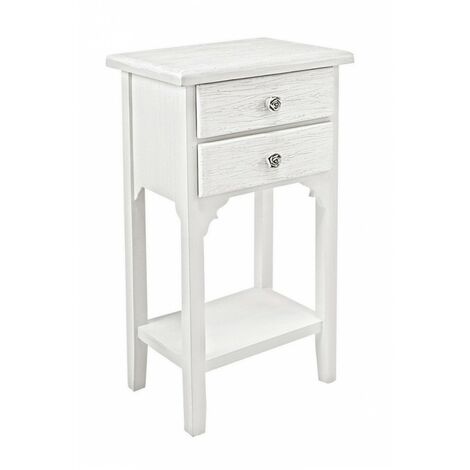 Mobiletto 2 Cassetti Legno Bianco Rustico da Interno - BLAINE