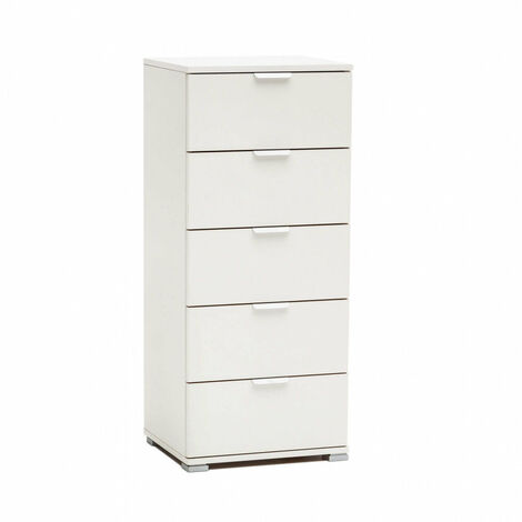 Mobiletto 5 Cassetti Bianca 45x38x103 h cm in Truciolare bilaminato Bianco