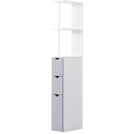 MOBILETTO A COLONNA DA BAGNO SALVASPAZIO 15X33X136 CM IN LEGNO BIANCO E GRIGIO