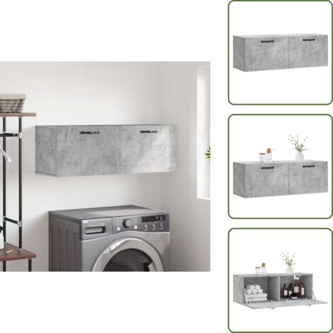 Mobiletto a parete - vidaXL Mobile a Parete Grigio Cemento 100x36,5x35 cm Legno Multistrato - Armadio in legno