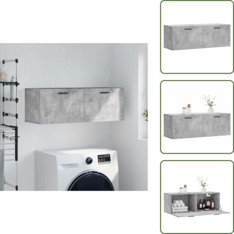 Mobiletto a parete - vidaXL Mobile a Parete Grigio Cemento 100x36,5x35 cm Legno Multistrato - Armadio in legno