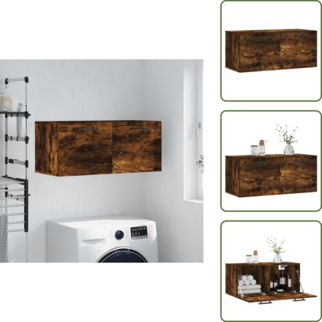 Mobiletto a parete - vidaXL Mobile a Parete Rovere Fumo 80x36,5x35 cm in Legno Multistrato - Armadio in legno