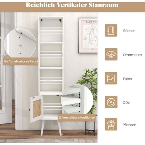 Mobiletto alto indipendente in rattan con ripiani regolabili